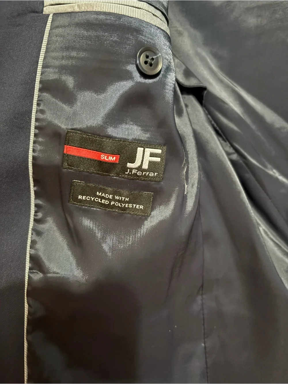 jf j.ferrar Men's Navy Two-Button Sport Coat